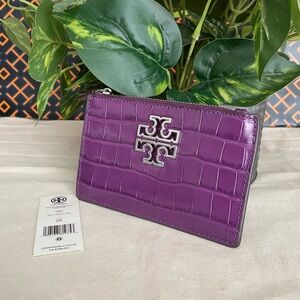 Tory Burch Purple Croc-Embossed Wallet